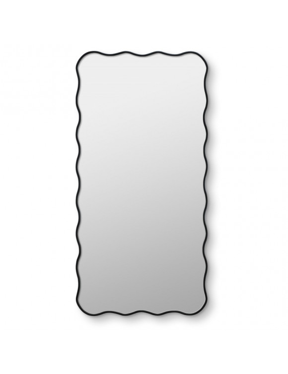 Зеркало в чёрной волнистой раме Fancy L Black (Фэнси) Smal 60*120 см в интернет-магазине зеркальной мастерской ЗЕРКАЛА-М фото