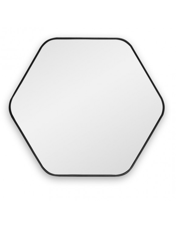 Шестиугольное зеркало в чёрной тонкой раме Hexagon M Black (Хексаген) Smal 80*74 см в интернет-магазине зеркальной мастерской ЗЕРКАЛА-М фото