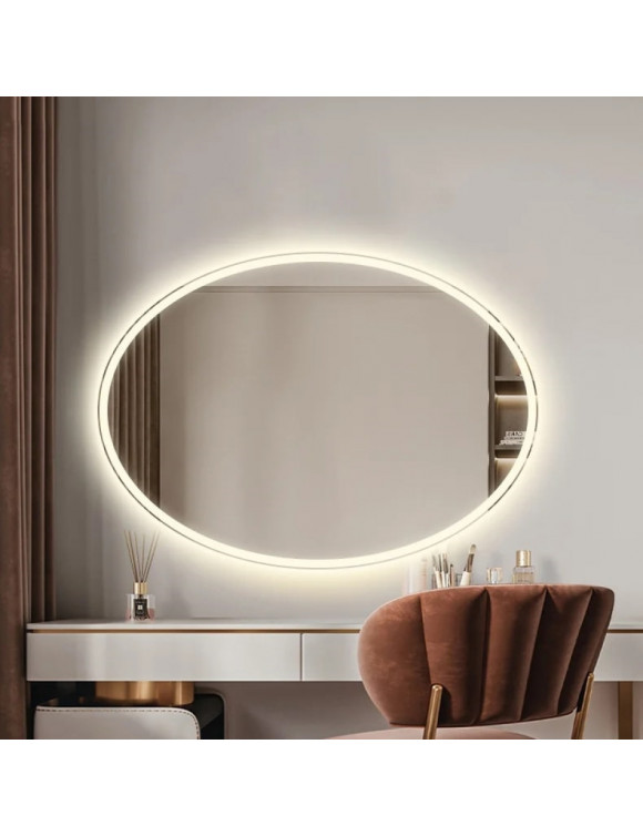 Овальное настенное зеркало со светодиодной LED-подсветкой Токио в интернет-магазине зеркальной мастерской ЗЕРКАЛА-М фото