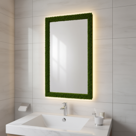 Зеркало с фоновой LED подсветкой с декором из мха MD001 