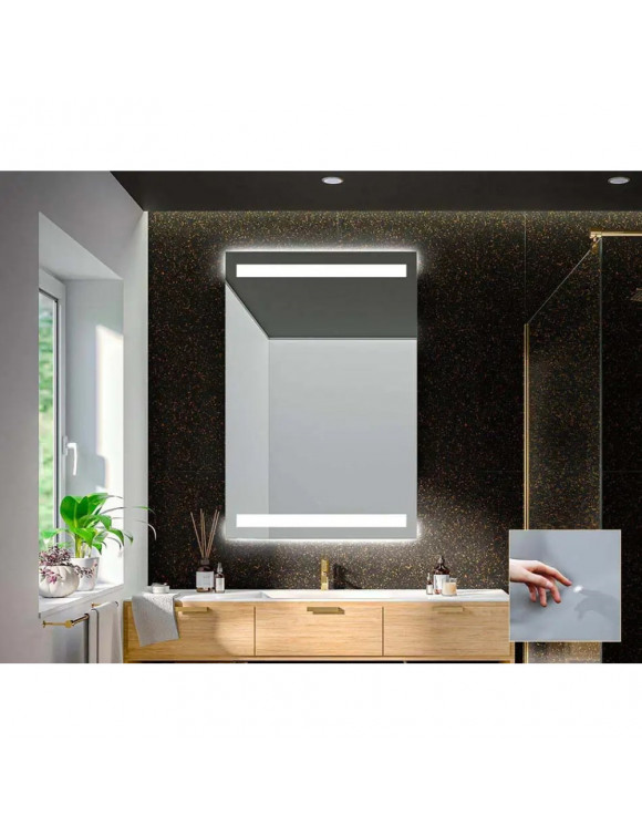 Зеркало с LED подсветкой по верхнему и нижнему краю AF012 в интернет-магазине зеркальной мастерской ЗЕРКАЛА-М фото